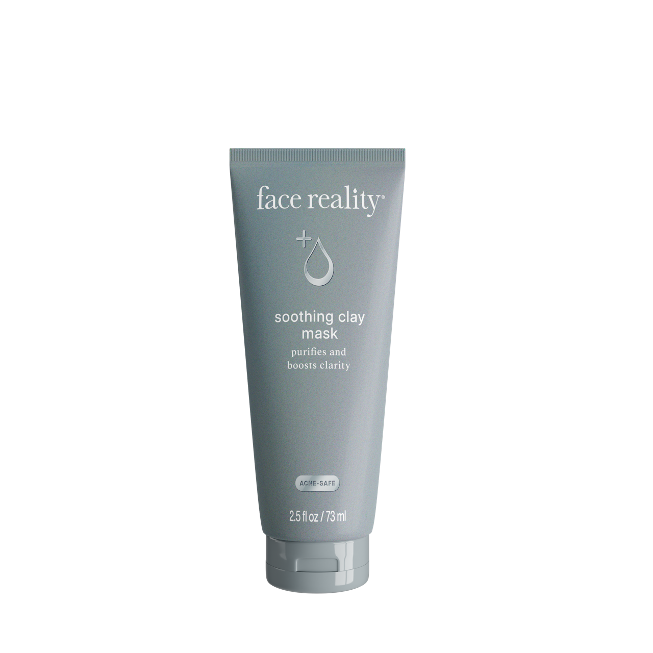 Face Reality Soothing Clay Mask 2.5 oz tube, creamy triple clay and charcoal mask that absorbs oil and decongests acne-prone skin without drying
