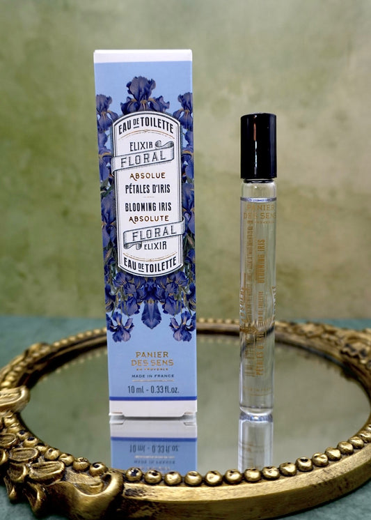 Panier des Sens Blooming Iris travel roll-on eau de toilette, powdery iris fragrance made in Grasse France