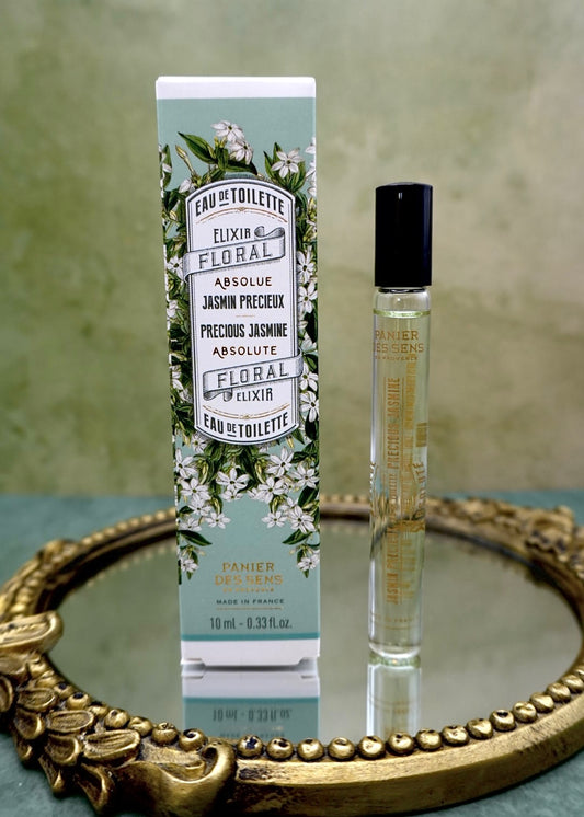 Panier des Sens Precious Jasmine travel roll-on eau de toilette, white floral jasmine fragrance made in Grasse France