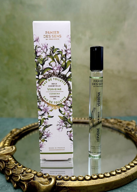 Panier des Sens Verveine travel roll-on eau de toilette, sparkling lemony verbena fragrance made in Grasse France