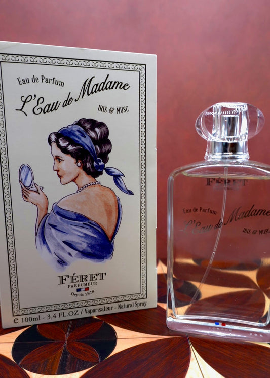 Feret L'Eau de Madame Eau de Parfum bottle, French maison fragrance made in France